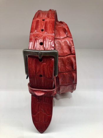 Ceinture en cuir de crocodile Rouge - Post & Co